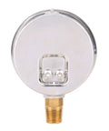 Rear view of Tridicator Thermo Manometer With Silicone Oil Fill, Two And A Half Inch Dial, Stainless Steel Case, brass connection