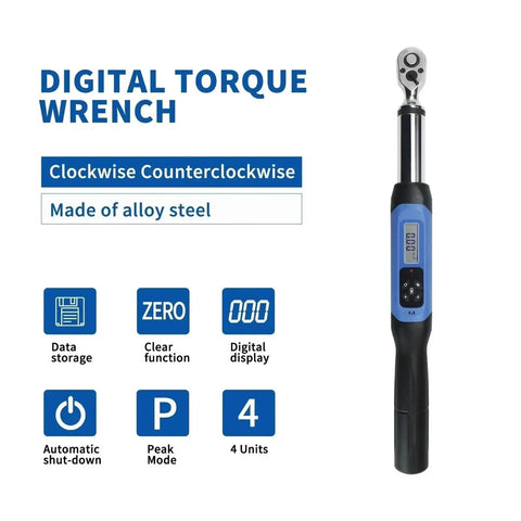 Electric Digital Torque Wrench With Half Inch Bidirectional Ratchet Head And Flexible Adjustable Controls Delivers Dead On Precision with LCD display