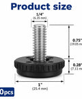 Adjustable 1/4-20 Stainless Steel Furniture Levelers Set Of 10 Screw In Table Feet For Chairs And Cabinets Threaded Leveling