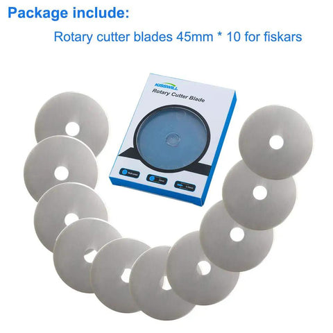 45mm Rotary Cutter Blades Pack Of 10 for DIY Quilting Sewing And Crafts Fits Fiskars Olfa Martelli Dremel
