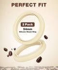 2-pack silicone steam rings, 54mm, beige; replacement gasket for Breville/Sage espresso machines.