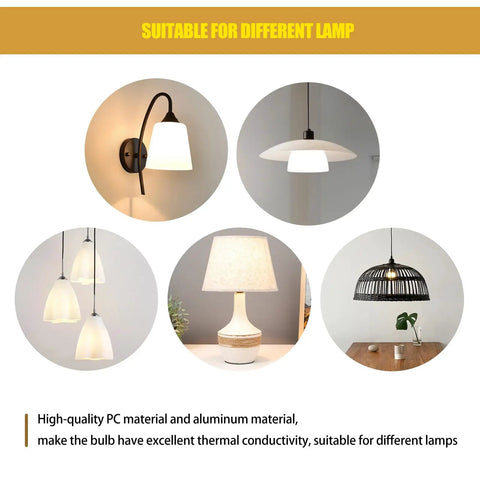 Multiple light fixtures showcasing Emergency Rechargeable Light Bulbs Six Pack For Power Outages A21 9W 60W Equiv Battery Operated Bulbs