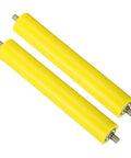 Polyurethane Coated Conveyor Roller 2 Pack, 1.5 Inch Diameter by 11 Inch Length, Stainless Steel Shaft, Yellow Finish