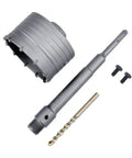 Built Like A Tank 4 Inch Concrete Hole Saw With 220mm Sds Plus Shank Rod featuring a heavy-duty alloy steel construction and center pilot bit.