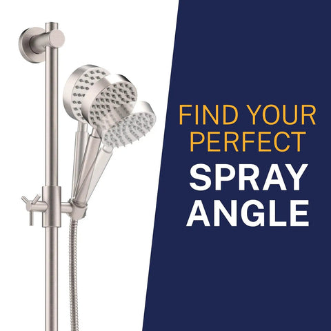 Solid Metal 27.5 Inch Shower Slide Bar System With Handheld Head And Hose Brushed Nickel Finish 2.5 GPM High Pressure Spray Wand
