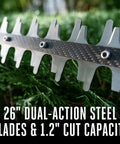 Cordless Hedge Trimmer 26 Inch With Carbon Fiber Rail And Dual Action Steel Blades Delivers Clean Cuts Up To One Point Two Inch