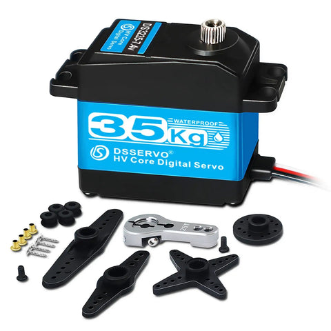 35Kg RC Digital Servo 7.4V 25T Full Metal Gear High Torque Waterproof Steering Servo with accessories for RC Cars and Robots