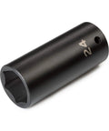 1/2 Inch Drive By 24 Millimeter Six Point Impact Socket With Deep Full Length Interior And Bright Laser Markings angled view on white background.
