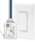 Battery-Free DIY Wireless Light Switch Kit with 150Ft RF Range, including receiver and kinetic-powered white switch