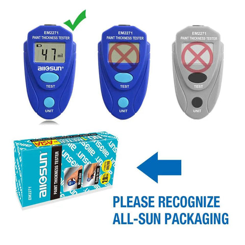 Handheld Portable Paint Coating Thickness Meter 0 To 2 Mm Non Destructive Tester For Iron Steel And Aluminum With Auto Shut Off For Quick Accurate Coating Readings On The Go Field Use And Easy Operation With Clear Consistent Readouts blue tester and box