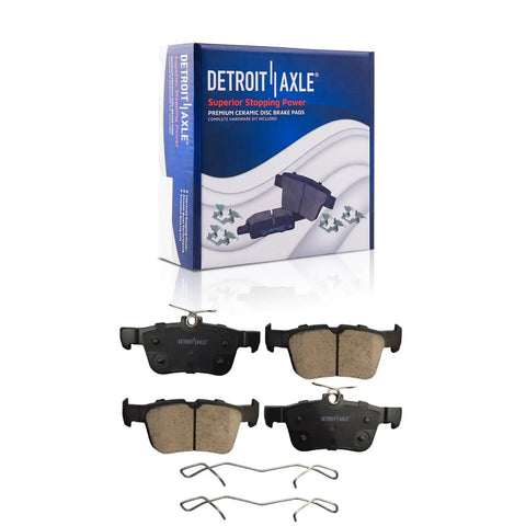 Premium Detroit Axle 10pc Brake Kit Fit For 15-21 Ford Edge And 19-21 Lincoln Nautilus With Big Rotors Front Rear Pads Shoes Complete Setup ceramic pads and hardware