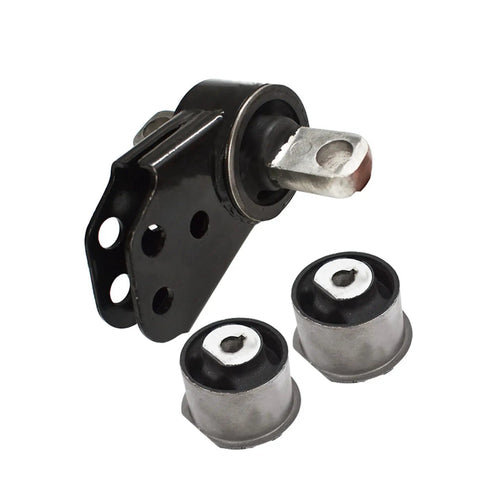 Heavy Duty Front Differential Mount Set Fits 2005 Through 2010 Grand Cherokee includes black carrier bracket and two rubber axle sleeves.