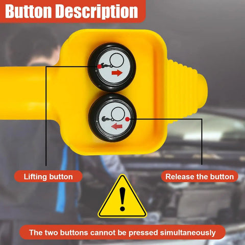 Beefy 12V Winch Controller Push Button Switch For Handheld Wired Remote Replacement Fits 1500Lbs To 4500Lbs Pulling Winches Easy Retract And Release Durable Yellow, two-button close-up