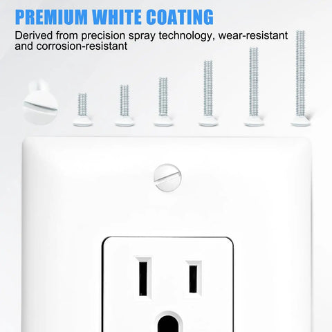 130 Pack White Outlet Screws Set For Wall Plates And Switch Plates With 6-32 Thread Includes Long Screws In 3/8 9/16 3/4 1 1/2 1-1/4 Inch Rust-Resistant Steel Slotted Oval Head Wear-Resistant Finish