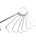 Top Notch 8 Piece Nickel Hex Key Wrench Set With Spring Rings And Ergonomic Handles Perfect For Bike Tuning Home Fixes And Handy Manual Repairs That Make Tough Jobs A Breeze For Any DIY Whiz Or Pro Mechanic On The Go. 8-piece nickel hex key set on ring