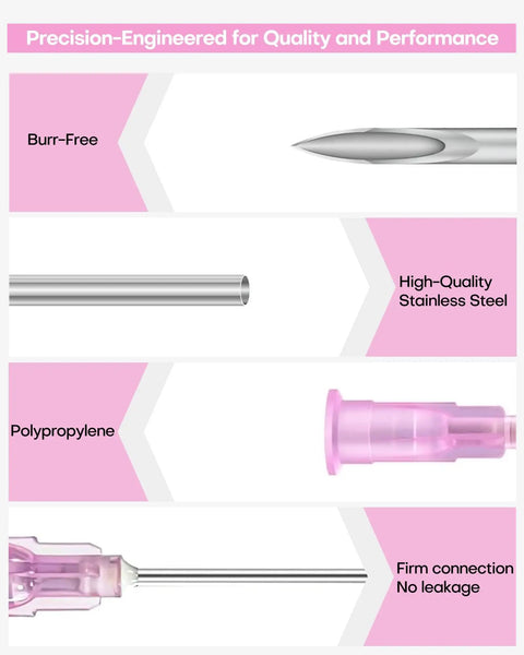 Image showing Pro Grade 18 Gauge 1.5 Inch Luer Lock Hypodermic Needle features: burr-free tip, stainless steel, polypropylene base.