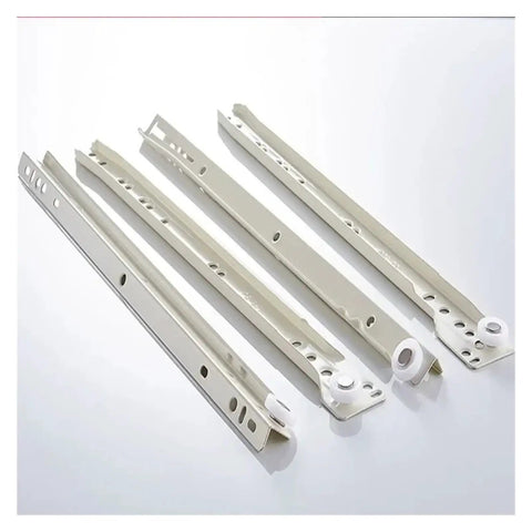 Thickened Two Section Drawer Slide Rails with Quiet Roller Pulley for Easy Glide and Partial Pullout Drawers, 4 Piece Set