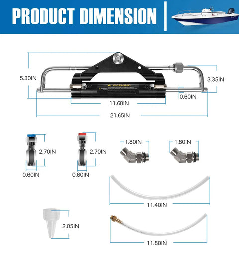 150HP Hydraulic Outboard Steering Cylinder Front Mount Replacement For Seastar HC4645H Two Way Lock Valve Beefed Up Aluminum Alloy Body With Corrosion Resistant Build For Boats Up To 150HP And Smooth Responsive Steering