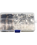 3 In 1 Connector Bolt And Dowel Set With Preinserted Nut, zinc alloy, in plastic organizer, for furniture fittings and repairs.