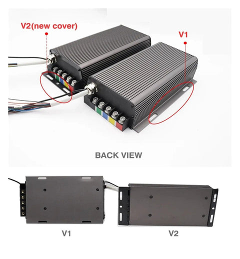 Back view of V2 Hella Solid Electric Motor Controller featuring multi level overload protection and seamless throttle response.