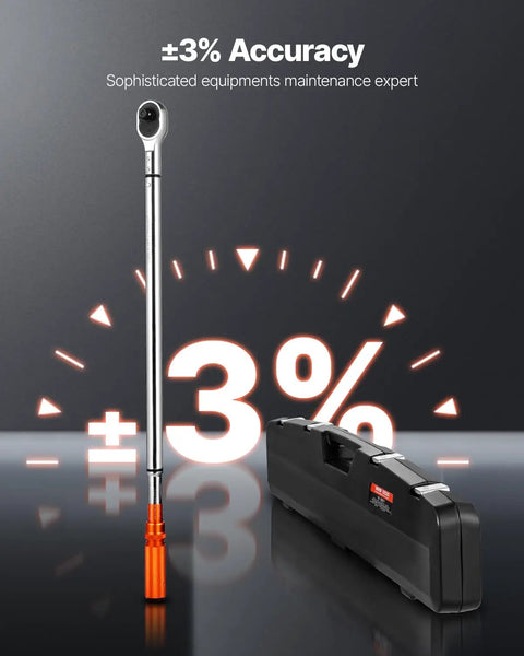 Three Quarter Inch Drive Torque Wrench With 100 To 600 Ft Lb Range And 136 To 814 Nm Calibration Certificate Included, next to case