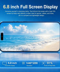 Built Different 5G Unlocked Smartphone Running Android 15 With 8GB RAM Plus 256GB Internal Storage And A Crisp 6.8 Inch HD Punch Hole Display showcasing a 6.8 inch full screen.