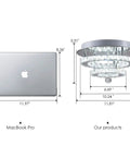 Crystal Chandeliers Ceiling Light Fixture With Remote Dimmer And Adjustable Color Temperature size comparison with MacBook Pro.