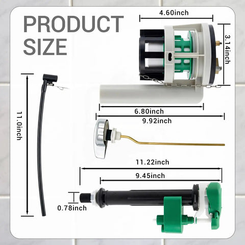 3 Inch Toilet Flush Valve Repair Kit For Universal Fit On Most One Piece Toilets Includes Drain Valve Stainless Steel Flush Handle Gasket Replacement Parts For Easy DIY No Fuss Home Plumbing Fix product size specifications