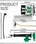 3 Inch Toilet Flush Valve Repair Kit Universal Fit For Most One Piece Toilets shown with parts and measurements