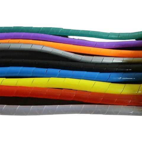 Colorful spiral cable tidy sleeves for 6mm and 10mm wires, durable cord management band, tube winding and hose wraps in orange, for home office
