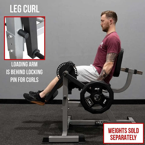 Man using Leg Extension And Leg Curl Machine For Home Gym Adjustable With 8 Thigh And 6 Back Positions Plate Loaded Up To 150 Lbs