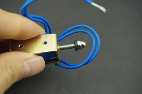 5N 12V DC Push Pull Open Frame Solenoid Electromagnet With Built In Mounting Board Miniature Spring Loaded Actuator For ATM Machines Vending Heavy Duty Industrial Use, close-up