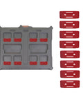 8 Pack Red Mounting Feet For Milwaukee Packout System Adapters for quick secure mounting visible on gray surface