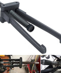 Lower bearing carrier puller for outboard gearcases; adjustable arms, dark gray metal tool.