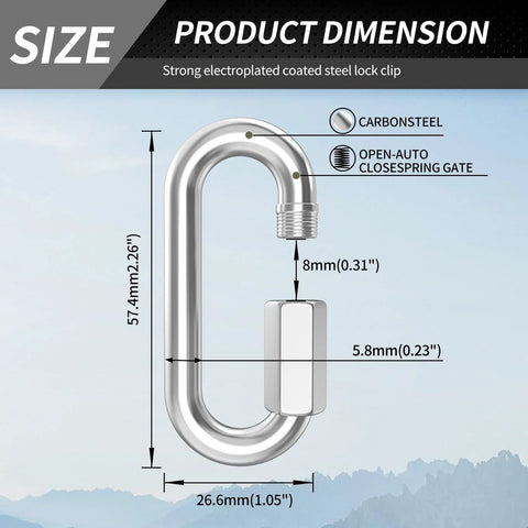 15 Pack Heavy Duty Chain Hooks Quick Links In 304 Stainless Steel One Quarter Inch Locking Carabiners Anti Rust Chain Connectors