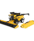 1/64 Scale Die Cast Combine With Folding Corn Head And Draper Head, Realistic Yellow Farm Equipment Collectible Model For Adults