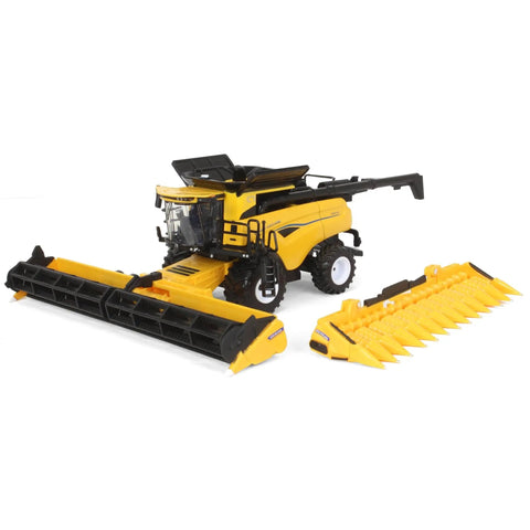 1/64 Scale Die Cast Combine With Folding Corn Head And Draper Head, Realistic Yellow Farm Equipment Collectible Model For Adults