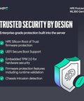HPE ProLiant ML350 Gen11 image showcasing trusted security features, including firmware and hardware protection.