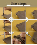 Steps of installing snaps from Leather Snap Fasteners Kit With 50 Sets 10mm Bronze Metal Snaps And 4 Installation Tools For Sewing