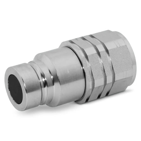 Front view of High Flow Flat Face Skid Steer Quick Connect Couplers Set 5/8 Inch Body To 3/4 Inch SAE Thread ISO 16028 Interchange