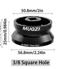 Five In One No Fuss Bike Bottom Bracket Tool for 12 Notch and 16 Notch External Cups, CNC Aluminum, with Measurements