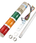 Industrial Signal Light Tower Stack Light LTA 502TJ 24VDC Continuous Light With Built In Buzzer shown with mounting accessories