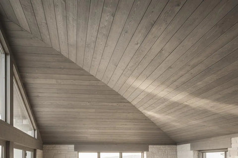 Ceiling featuring Kickback Beachwood Water Based Wood Stain For Interior And Exterior Use, showcasing a sun-washed coastal look.