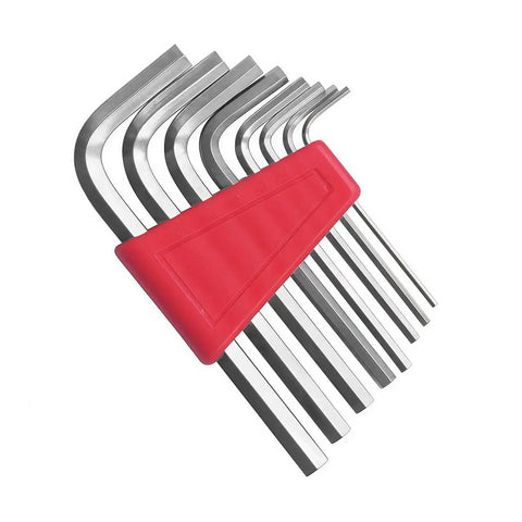 8-Piece Ball Head Hex Key Set With L-Shaped Allen Wrenches, Red Holder, Ball End Hex Keys For Furniture Builds And Bike Fixes