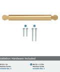Balon Champagne Bronze Cabinet Pull, 5-9/16 Inch Overall Length, with included installation screws shown below