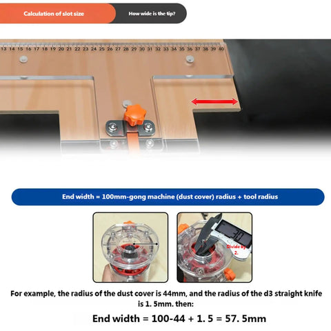 Rock Solid Heavy Duty Adjustable Wood Drawer Slide Jig With Dead On Positioning Clips and Grip It Tight Design used for precise slot size calculation.