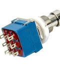 3PDT Nine-Pin Box Stomp Foot Switch For Guitar Effects Pedals True Bypass Metal Build Pack Of Five Ideal For Rewiring Vintage Pedals And Custom LED Status Lights, close-up view