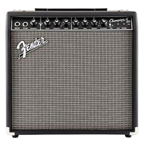 Champion 50 II Guitar Amplifier Bundle With 13 Foot Joe Strummer Instrument Cable Straight Drab Green, 50 Watt 12 Inch Speaker