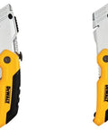 Two Pack Folding Retractable Utility Knife With Quick Blade Change Adjustable Cut Depth And Comfortable Six Inch Handle for pro-level cuts