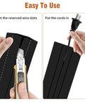 Person installing Heavy Duty Floor Cable Cover With Three Channels For Wires On The Floor Outdoor Cord Hider and cutting wire slots.